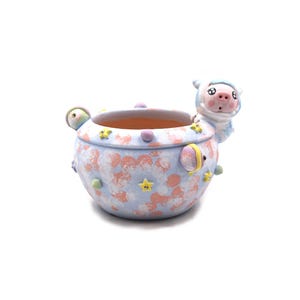 5 1/2"inches blue planet pig tank planter pot succulent pot