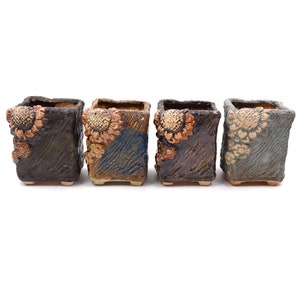 3”inches Medium-sized sunflower hand-painted engraving planter pots