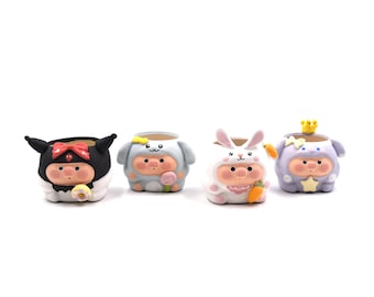 3” tum Yixi handgjord stereoskopisk grisplanterkruka suckulent kruka