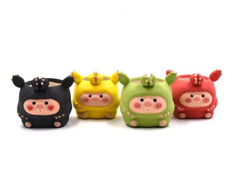 3“inches yixi handmade stereoscopic Bear's Paw pigs planter pot succulent pot