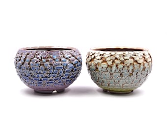 6 3/4&quot;inches carve hand glaze dragon scales planter pot succulents pots