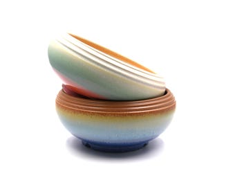 8"inches flow glaze handmade large Shallow Basin planter pot succulent pot