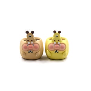 2“inches yixi handmade stereoscopic hippo pigs planter pot succulent pot