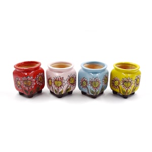 Sunflower Pottery Succulent Pot: Small Planter with Drainage (2 inch)
