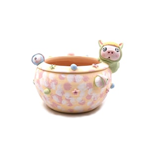 5 1/2"inches yellow planet pig tank planter pot succulent pot