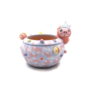 5 1/2"inches blue planet pig tank planter pot succulent pot
