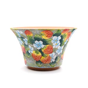 9 7/8&quot;inches hand painted strawberry clay planter pot succulents pots