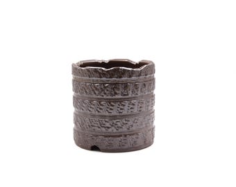 Handmade Carved Pottery Planter Pot - 5" Succulent Root Pot