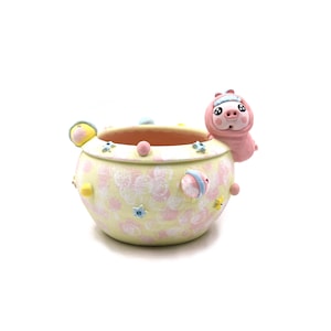 5 1/2"inches green planet pig tank planter pot succulent pot