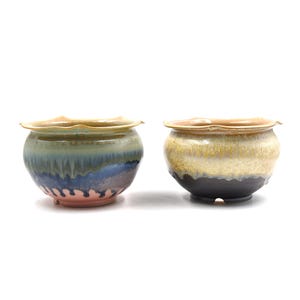 6&quot;inches glaze flow wave canister style tank planter pot succulent pot