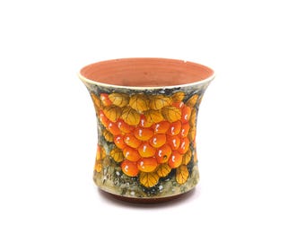 Maceta de barro para suculentas, 12,7 cm (5 pulgadas), pintada a mano, color naranja.
