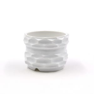 Vaso de cerâmica branca esculpida à mão: 10,8 cm (4,25") para suculentas