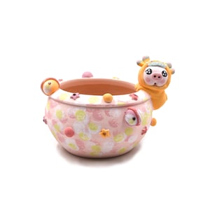 5 1/2"inches pink planet pig tank planter pot succulent pot