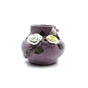 7インチの黄色と白の花の紫色のプランターポット多肉植物ポット