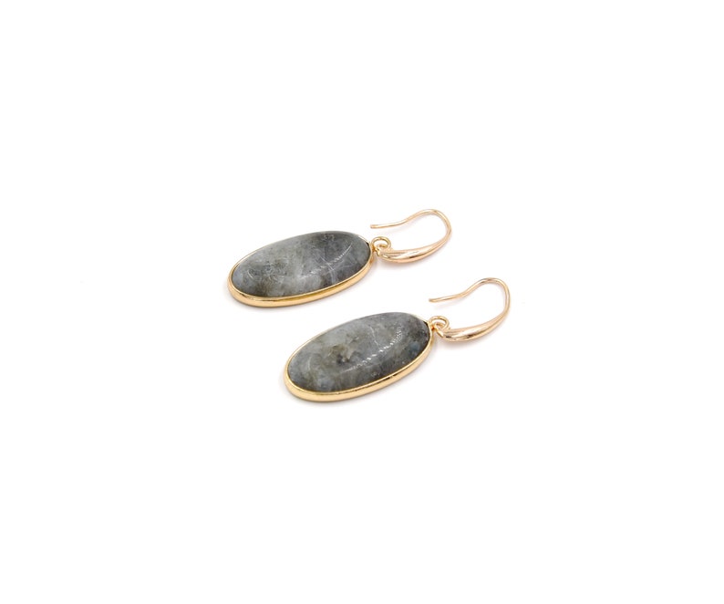Oval style colorful stone earring