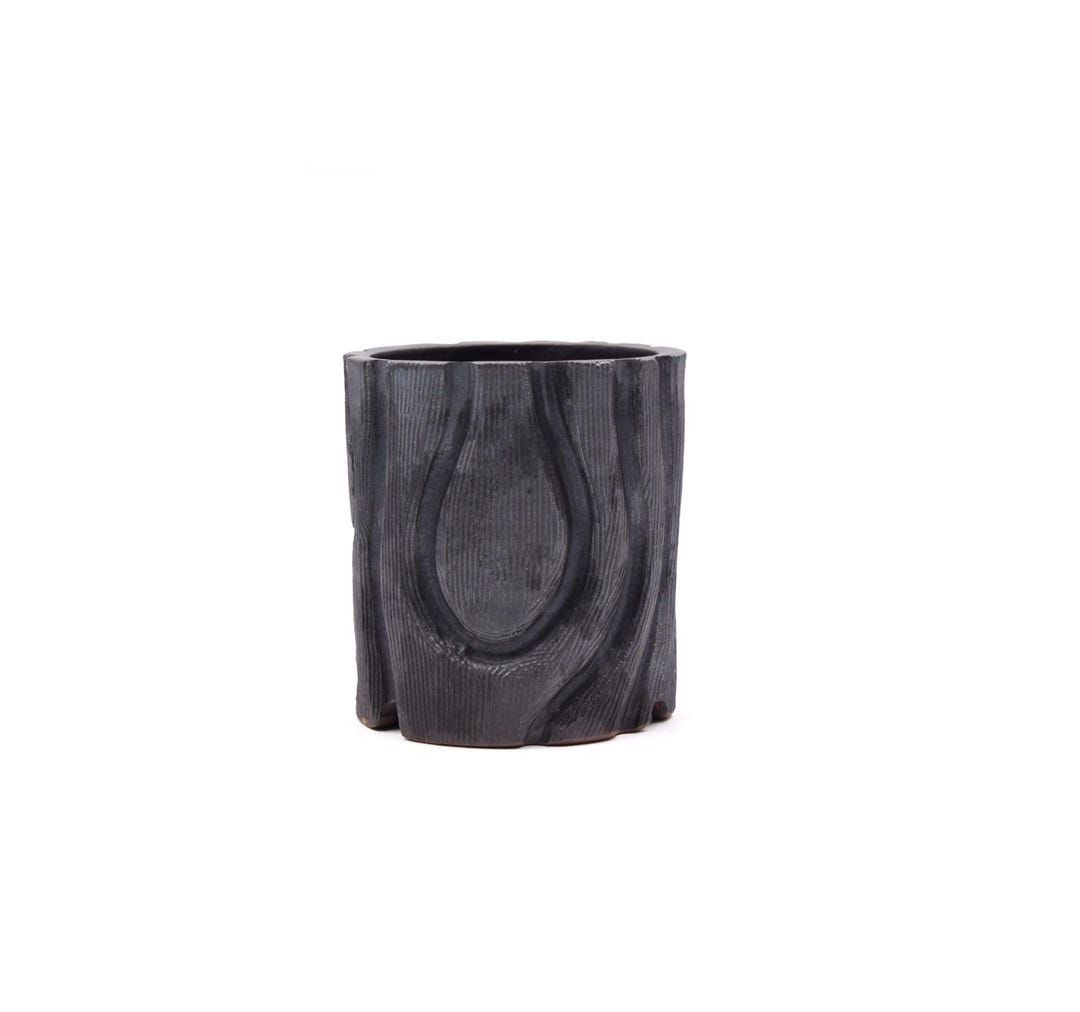 Planter Tree Pattern Handmade Carved Tree Pattern Planter Pot - 4.25