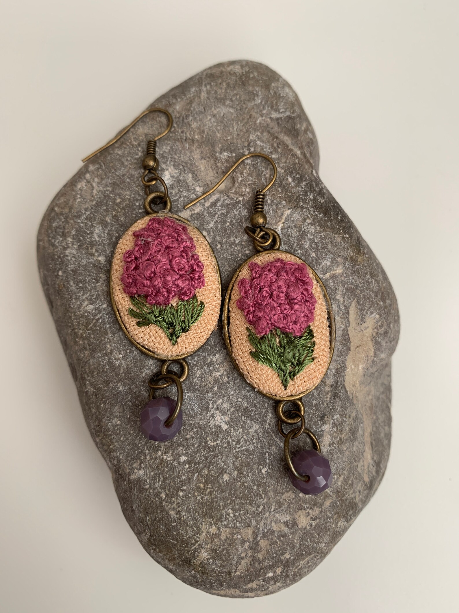 Spring Lilacs Flower Earing Statement Earing Embroidered