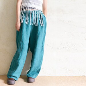 100% Leinen Freizeithose Hose Natürliche Reine Leinenhose Handgemachte Elastische Taille Hose Lange Hose Baggy Hose Geschenk für sie Anpassbar