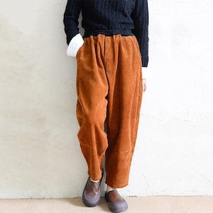 Vintage Cotton Wide Leg Corduroy Pants, Elastic Waist Pants, Thick Winter Pants, Original Cozy Pants, Spring Fall Corduroy Pants Relaxed Fit