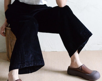 Vintage corduroy harembroek: losvallende katoenen broek met wijde pijpen