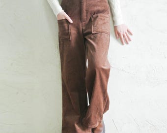 Bruine corduroy broek dames: broek met wijde pijpen, comfortabele broek