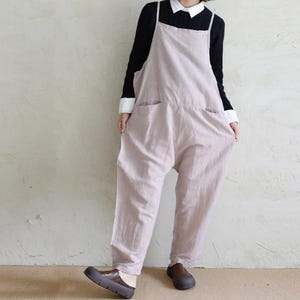 Loose Fit Linen Overalls: Handmade Drop Crotch Pants