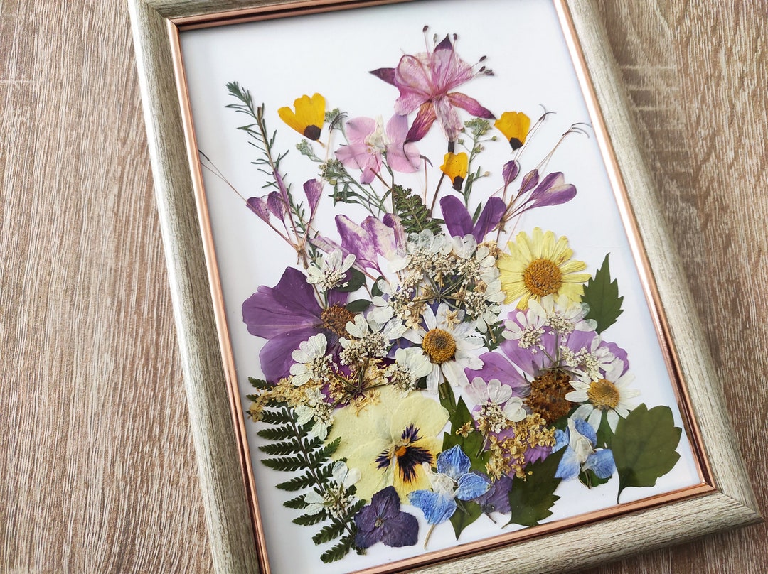 Pressed Flower Wall Art Pressed Floral Picture Original Pressed Flower