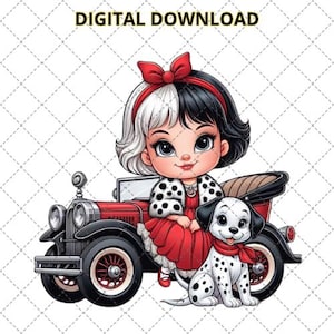 Baby Cruella PNG Cartoon Digital image baby villains Sublimation Printable Clip art for shirts