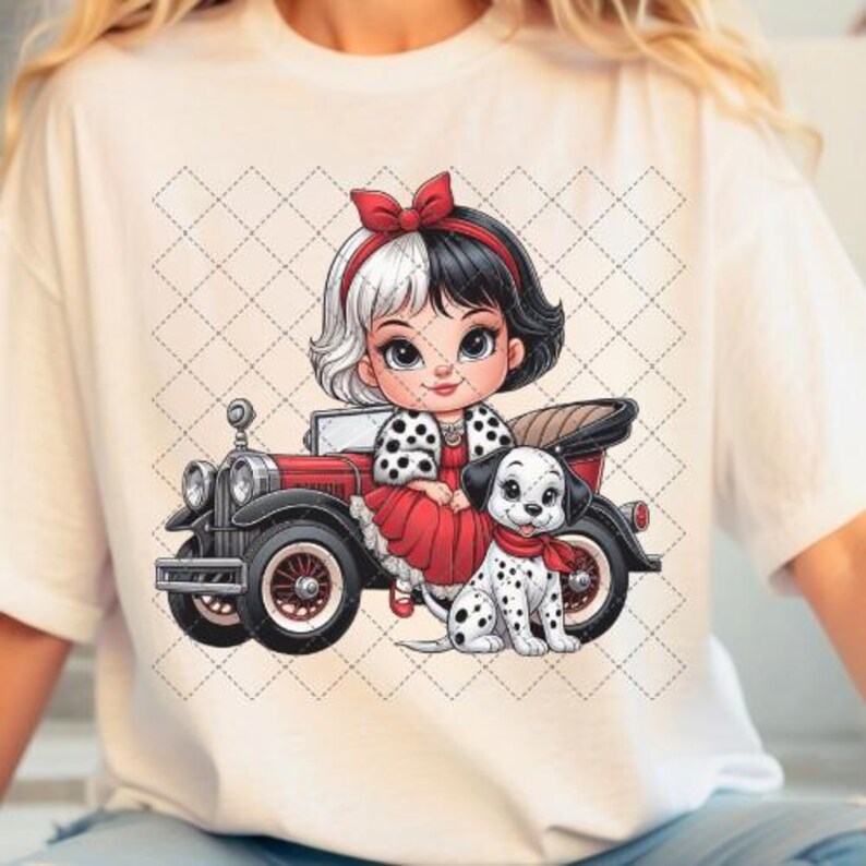 Baby Cruella PNG Princess Cartoon Digital image Baby villains Sublimation Printable Clip art for shirts image 3