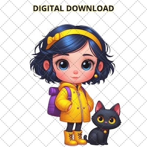 Baby Coraline Digital Download, Coraline PNG File, SVG, Horror movie, cartoon characters, Halloween shirts.