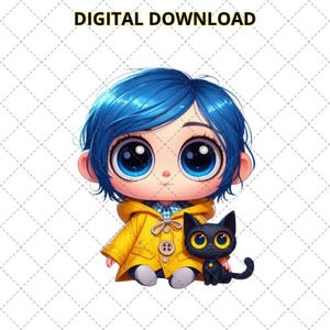 Baby Coraline Digital Download, Coraline Png Svg horror movie, cartoon characters, Halloween clip art instant download