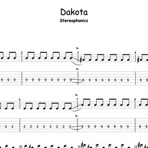 Stereophonics - &#39;Dakota&#39; Rhythm Guitar TAB (With Audio)