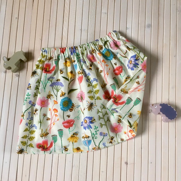 Bees in the Flowers Cotton Skirt