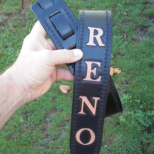 Personalized Black Leather Guitar Strap, Handcrafted and Original Leather Bass or Guitar Strap, Custom Guitar Strap, Bespoke  Guitar Strap