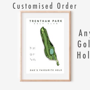 Ilustración de hoyo de golf personalizada - Impresión - Campo de golf - Primeras veces - Arte de golf - Póster de golf personalizado - Regalo de golf