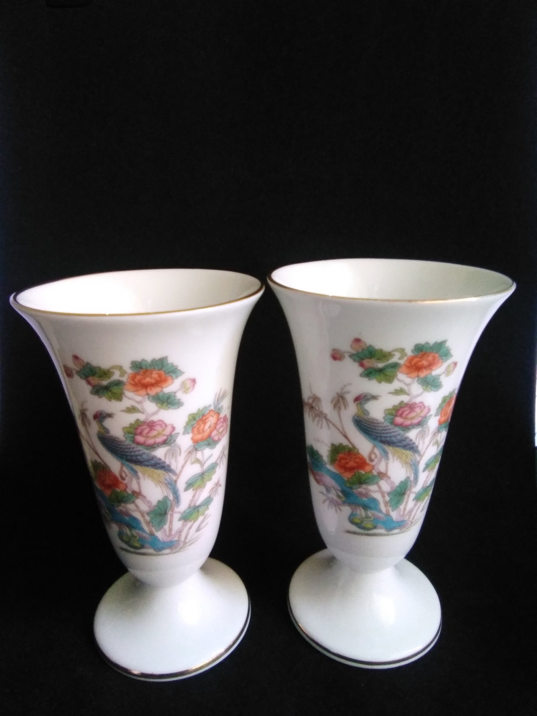 Wedgwood Vases Vintage Wedgwood Kutani Crane Bud Vases Etsy
