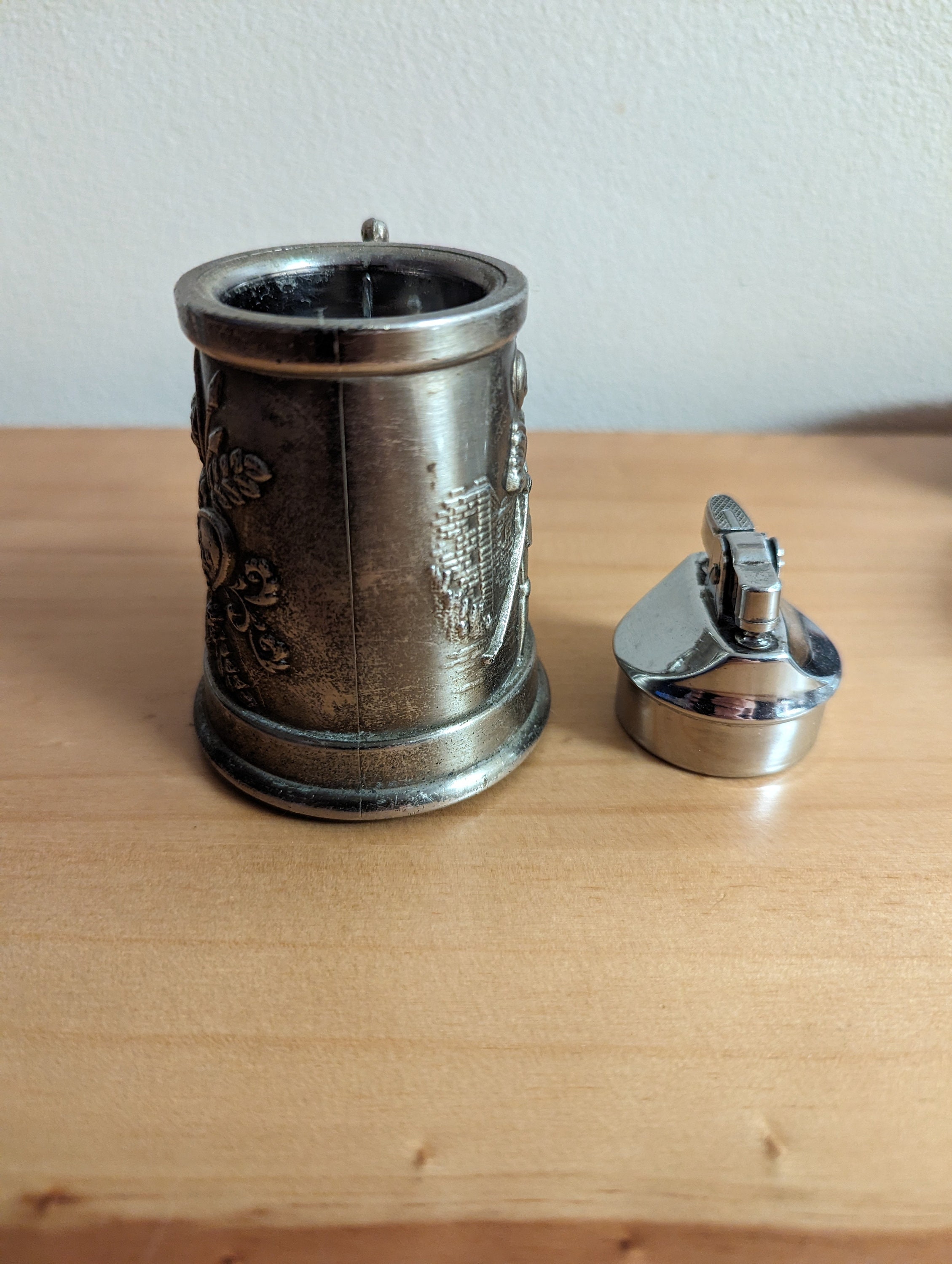 Vintage Petrol Table Lighter Table Lighter With Knight Decoration Etsy