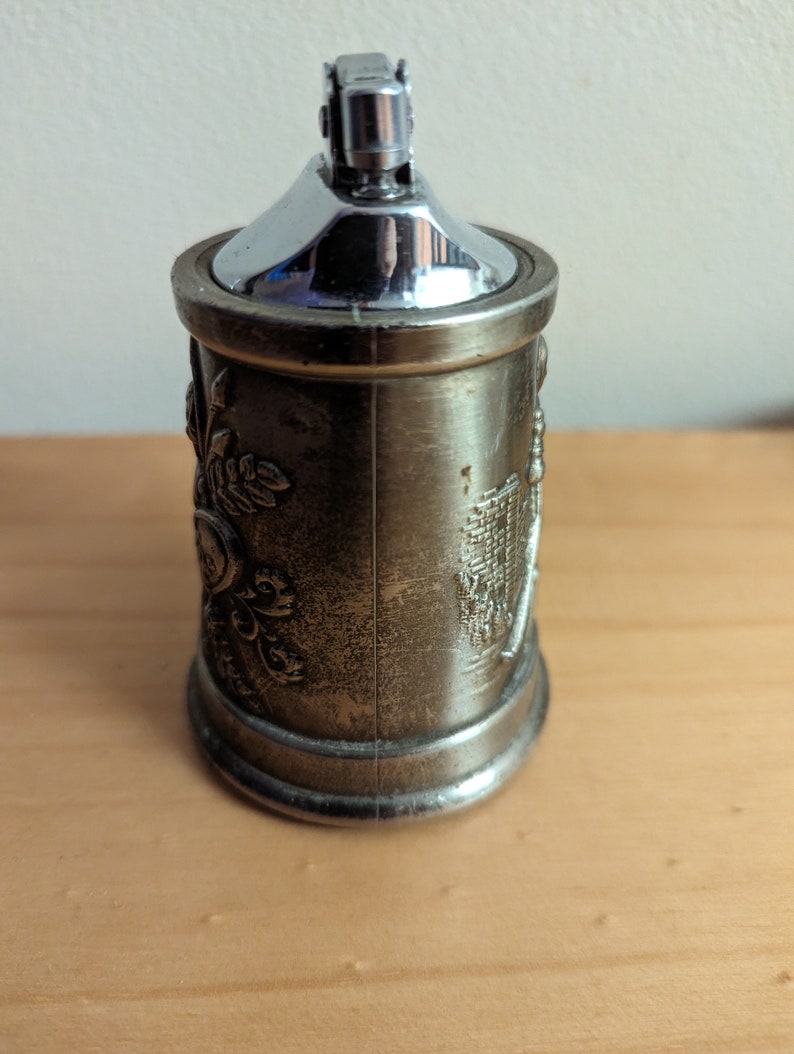 Vintage Petrol Table Lighter Table Lighter With Knight Decoration Etsy