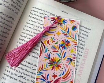 Otomi inspired embroidery bookmark // Otomi bookmark // Bookmarks // illustrated bookmark // book reader // Mexican art