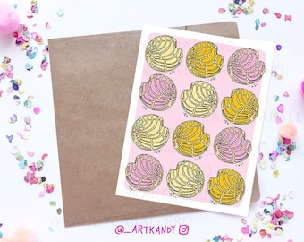 Concha Card//Spanish Card//Blank Card//Pan Dulce//Greeting Card//Spanish Cards//Moder Mexican// Illustrated Card//Food Card