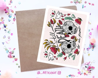 Dia De Los Muertos Wedding// Till Death Do Us Part//Muerte Card//Mexican Inspired Card//Dia De Los Muertos Card//Te Amo//Anniversary card