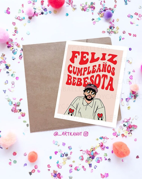 Bad Bunny Birthday Card | Benito Card |YHLQMDLG card | Feliz Cumpleanos | Un Verano Sin Ti | Bad Bunny Gift | Bebesota | Spanish Cards