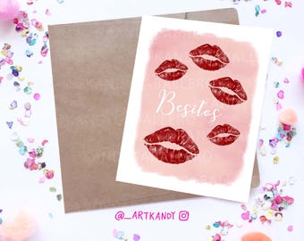 Besos | Besitos | Te Quiero | Mi Cielo | Feliz dia de San Valentin | Valentine's Day Card | Spanish Card | Birthday Card