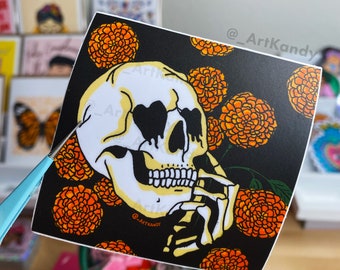 Skull Sticker / Calavera / Marigold Sticker / Cempasúchitl  / Dia De Los Muertos Stickers//Mexican Stickers//Flower Sticker
