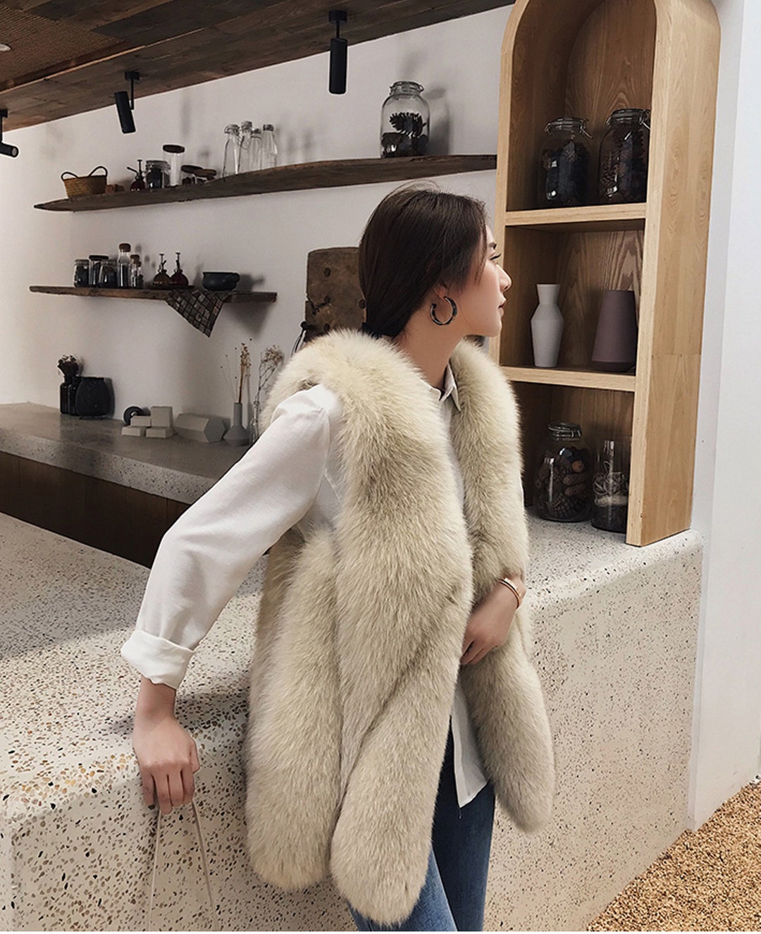 Real Fox Fur Women Girl Vest Jacket Coat - Etsy