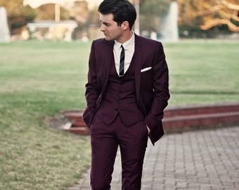 Wine Color Suit - Etsy Australia