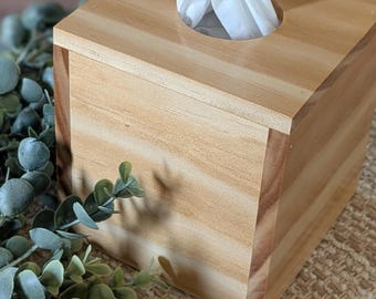 Handmade Pine Cube Tissue Box Cover: Rustic Farmhouse Decor