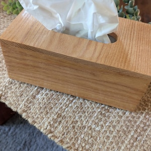 Handmade Oak Rectangle Tissue Box Cover – Rustic Wooden Tissue Holder, Farmhouse Bathroom Decor, Cabin Accessories