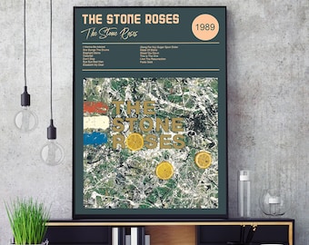 Stone Roses Ian Brown Portrait Canvas or Poster Made Up Of Song Lyrics 8 Colours