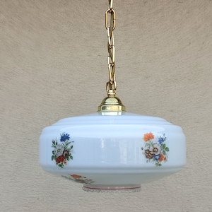 Vintage witte roos bloem glas licht, keuken hanglamp, midden van de eeuw licht, home decor licht, bloementoepassingen, ruimtetijdperk licht, jaren &#39;70